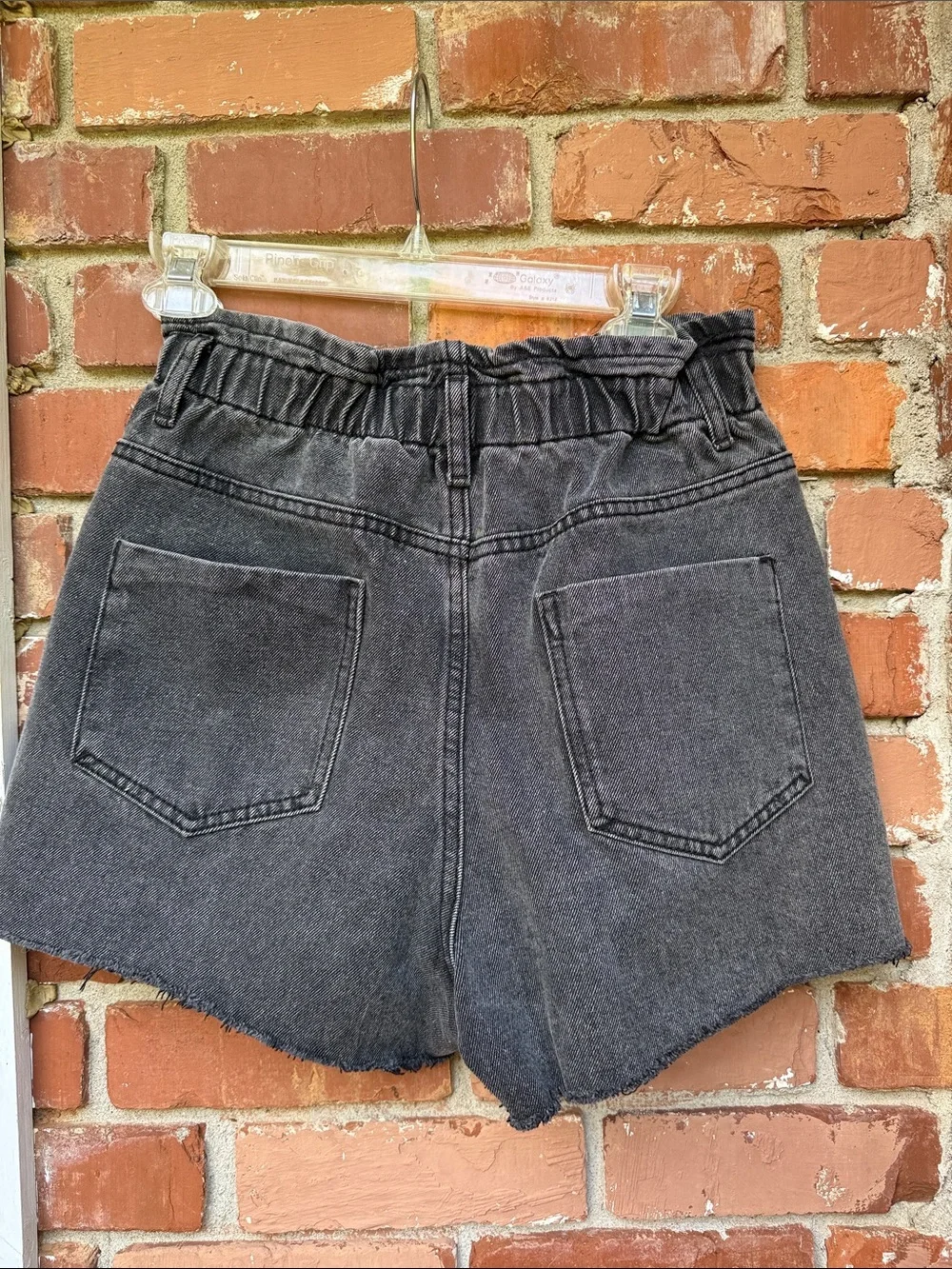 Black denim shorts